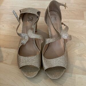Gold sparkly heels - brand new - size 9